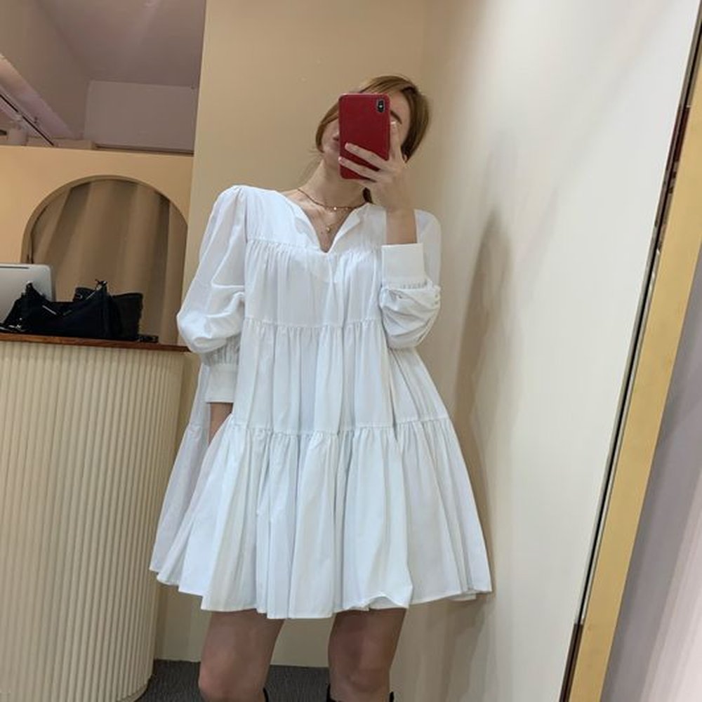 autumn korean fashion dress female vneck longsleeved elegant casual retro