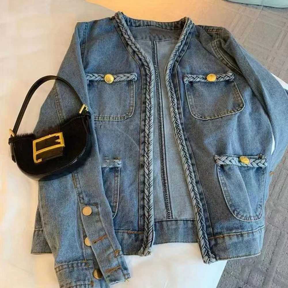 autumn ladies long sleeve coat cardigan outerwear fashion denim jacket