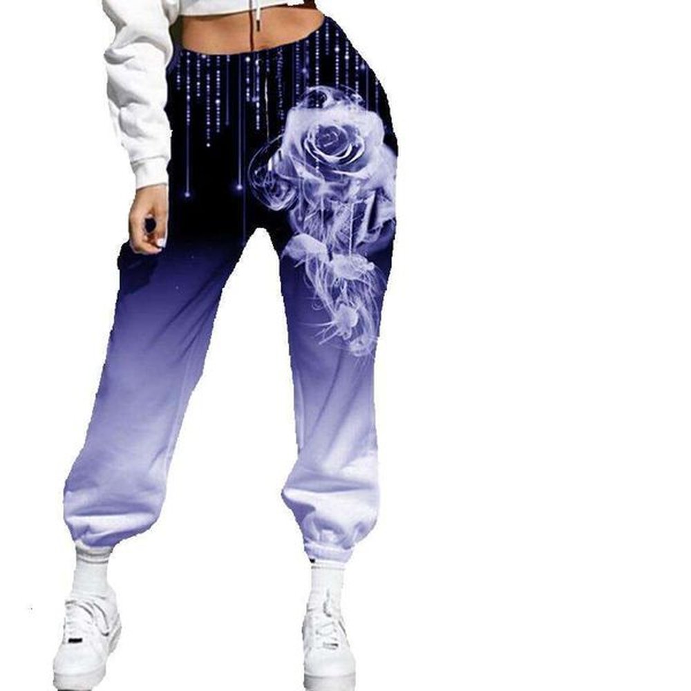 autumn new gradient printed loose sanitary pants high waist