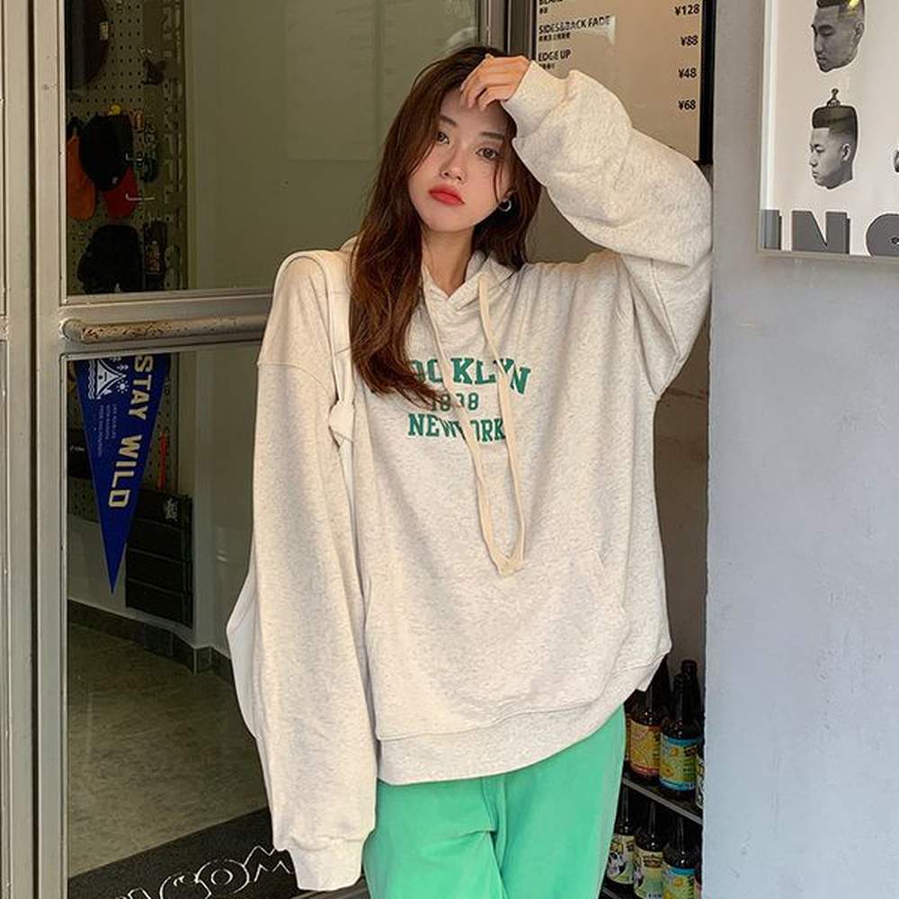 autumn new korean edition letter printed bf style loose large