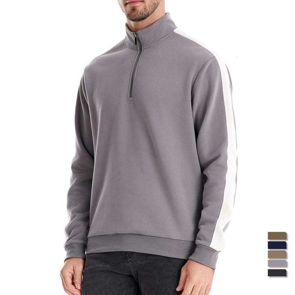 2024 autumn new long sleeved stand up collar patchwork men's sports sweatshirt casual versatile jacket for men