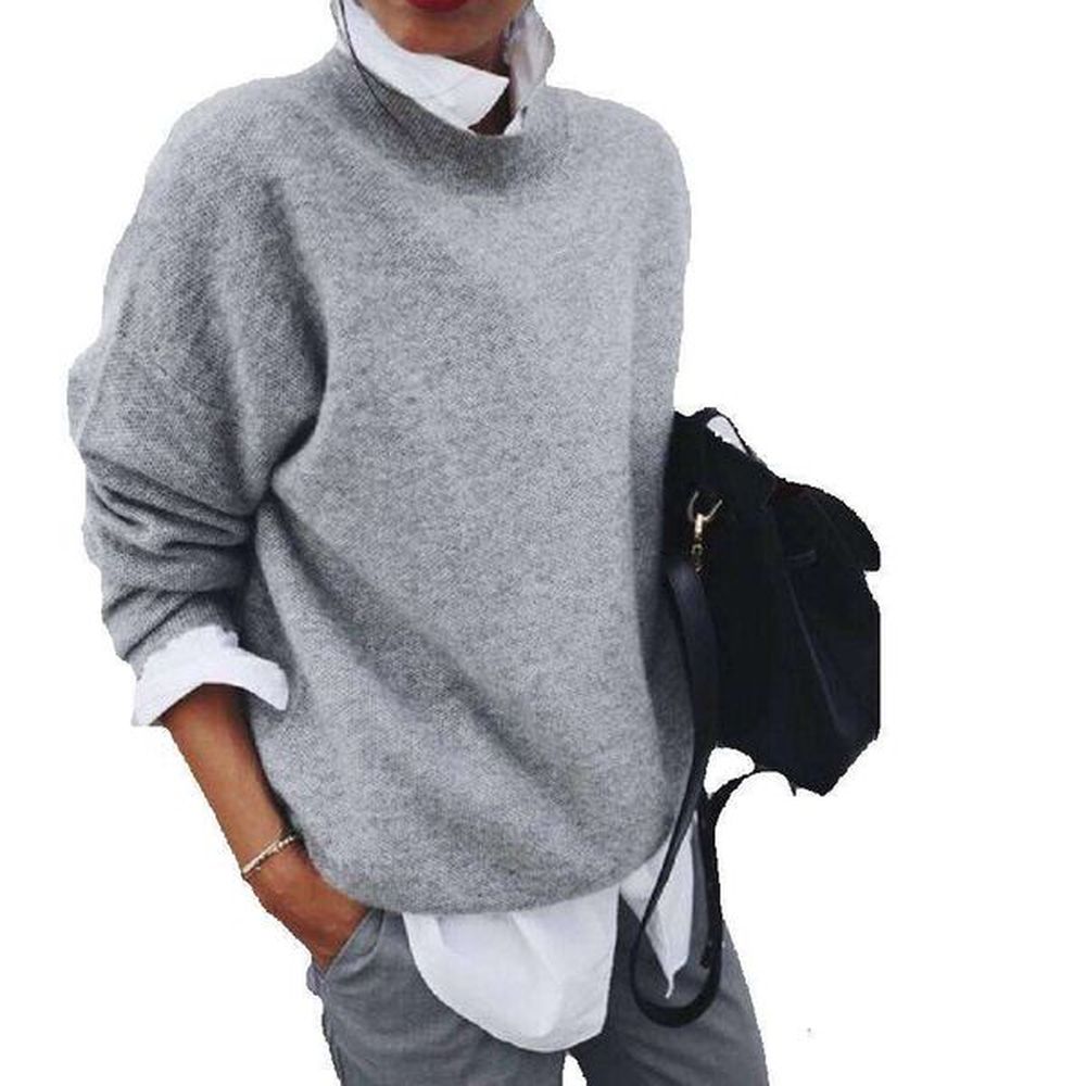 autumn new pullover long womens solid color knitted cashmere