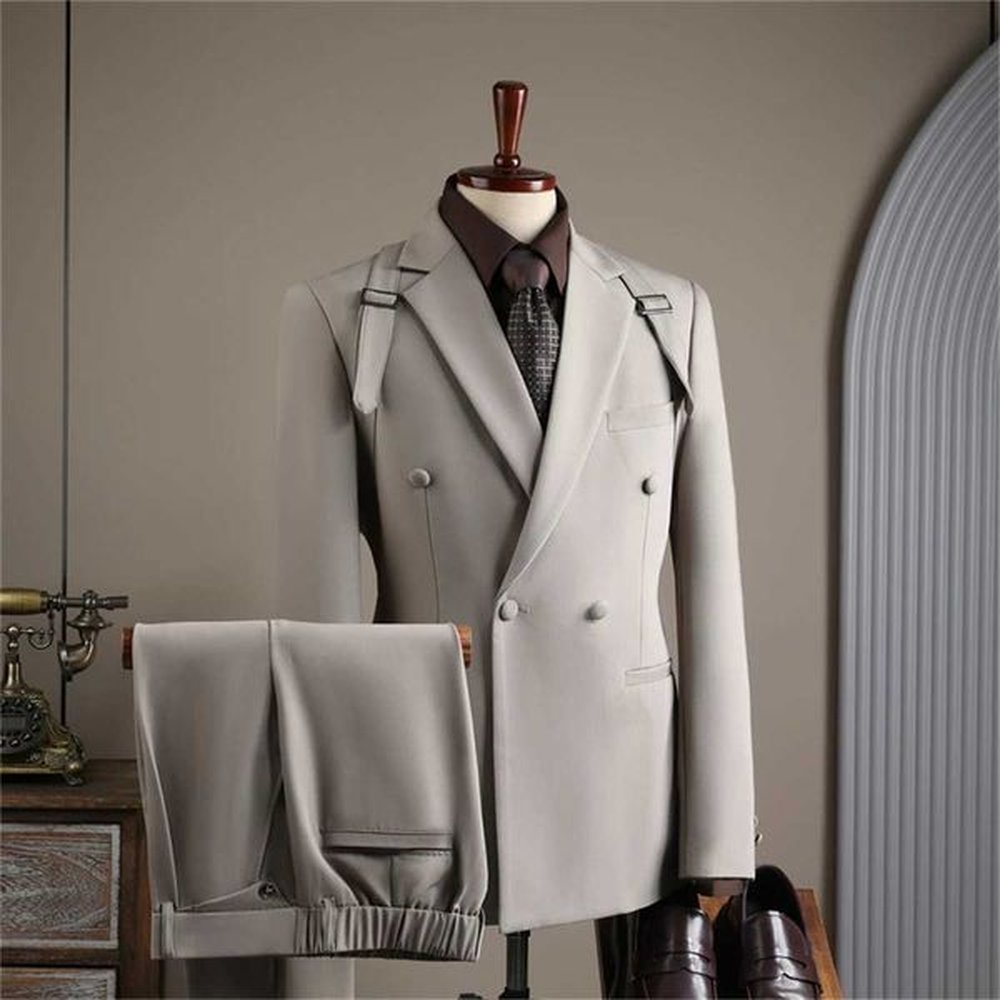 2024 Autumn Newest Suit Set Blazer Pants Two Pieces Outfit Double Breasted High Quality Tuxedo Formal Dresswear For MenXJ241207