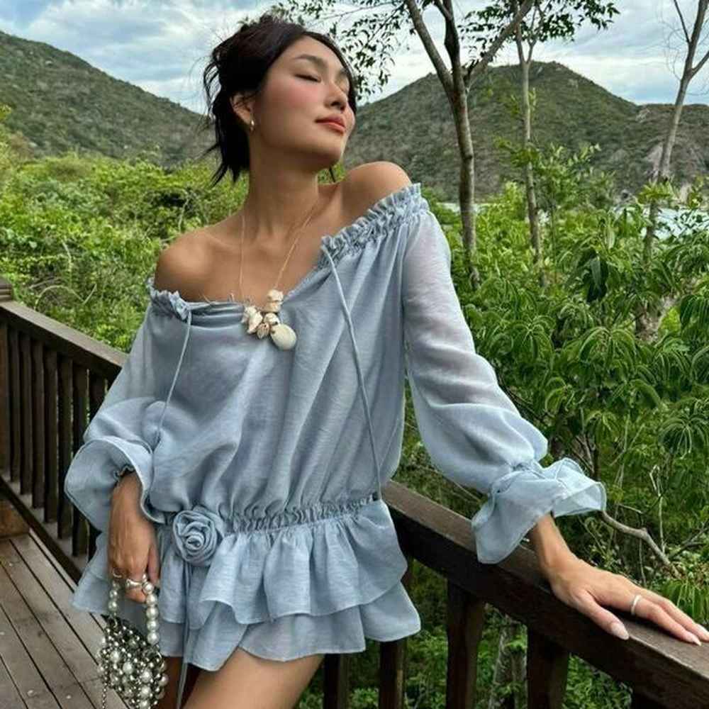 autumn product sexy and pure desire one collar ruffle chiffon