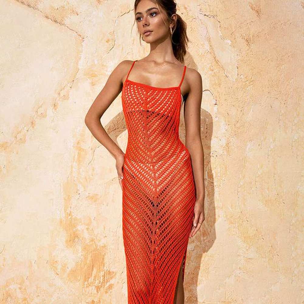 autumn sexy camisole tight long fashionable lace backless slit polka