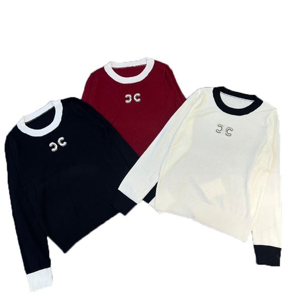 autumn thin knitwear designer embroidered logo long sleeved sweater women