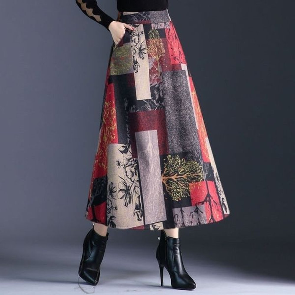 autumn winter aline long skirts womens maxi skirt female high