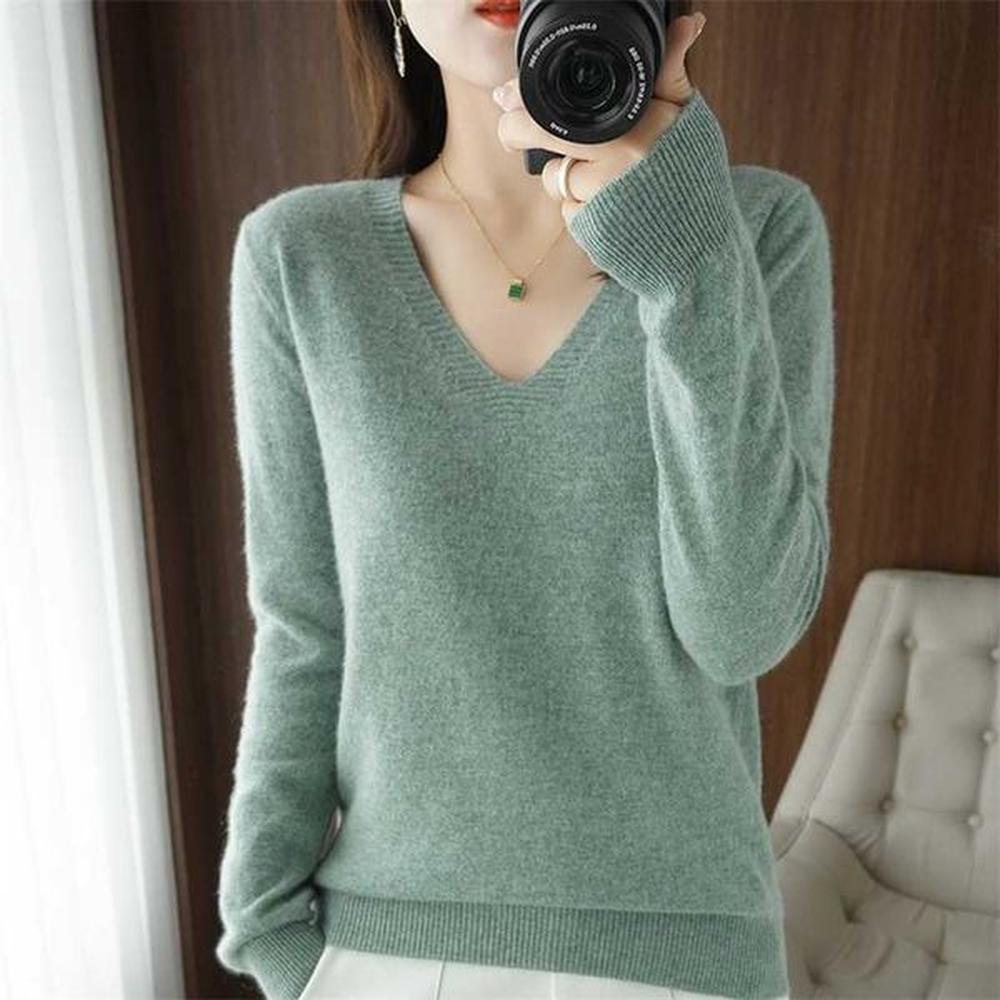 autumn winter cashmere sweater women keep warm vneck pullovers knitting