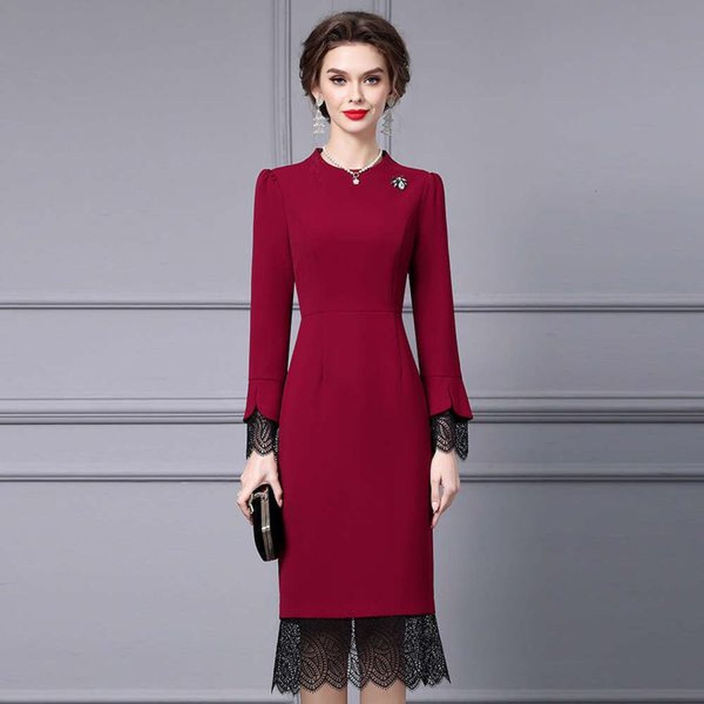 autumn winter dress womens long sleeved highend westernstyle age reducing
