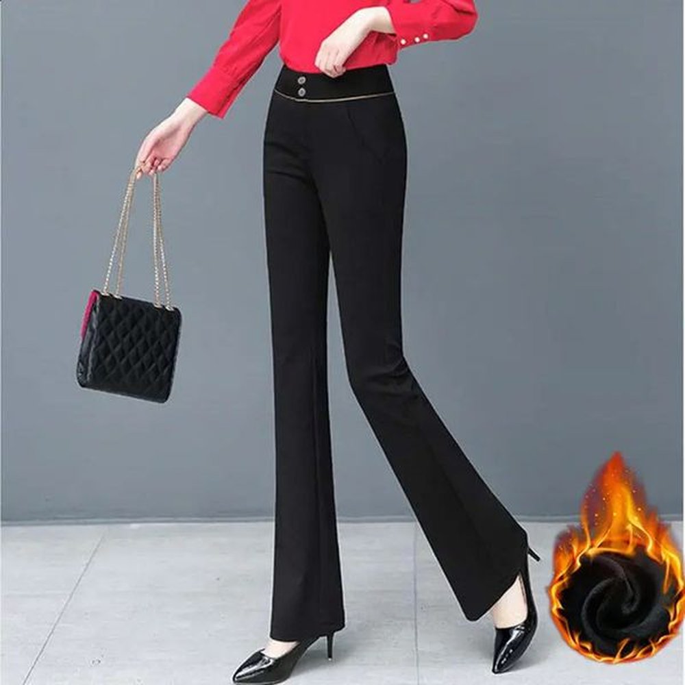 autumn winter high waist flare ladies korean slim casual wide