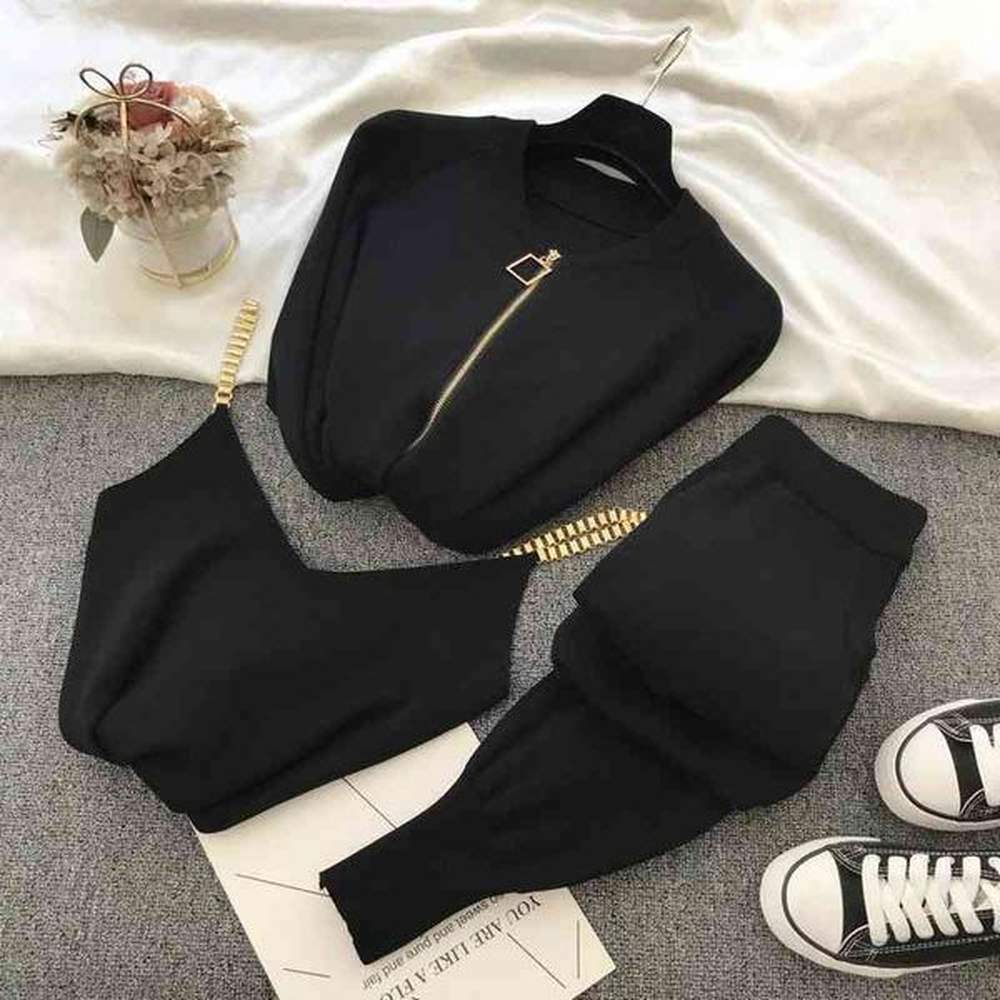 autumn winter knit pieces sweater suit casual elegant chain