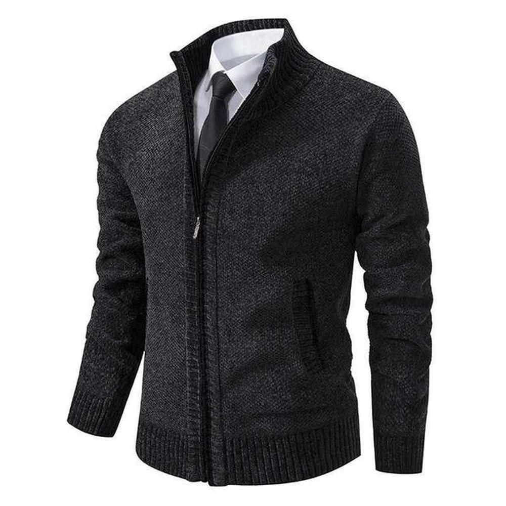 Autumn Winter Knitted Jackets Men Slim Sweatercoat Stand Collar Business Casual Zipper Knitting Solid Outerwear Coat Man JacketX240926
