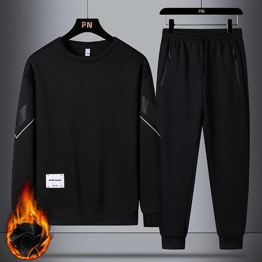 Autumn Winter Mens Hoodie Set Fashion Comfort Plus Velvet Warm Male Coat Trends Versatile Top Clothing High Waist Casual Pants 241119