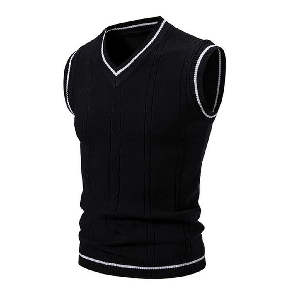 Autumn Winter Mens Knit Vests VNeck Sleeveless Slim Fit Knitted Pullovers Men Fashion Patchwork Smart Casual Sweater Vest Man 241129