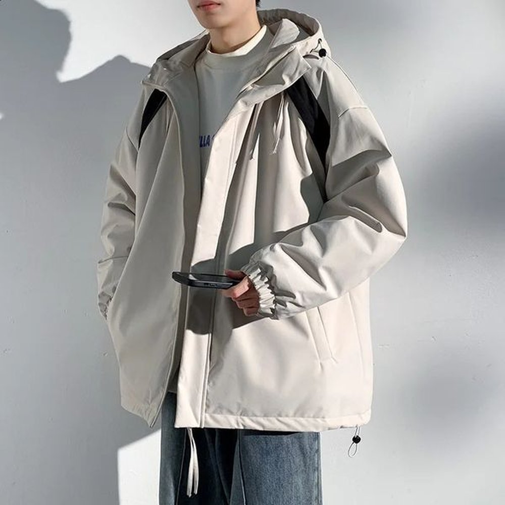 2024 Autumn Winter Mens Warm Hooded Cotton Padded Jackets Outdoor Solid Loose Down Coat Streetwear Windproof Thicken Parkas 241231