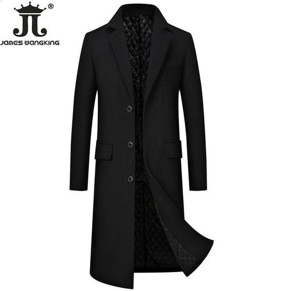 Autumn Winter Mens Woolen Jackets Boutique Highend Wool Blend Overcoat Trench Men Xlong Thick Coat Over The Knee 241210