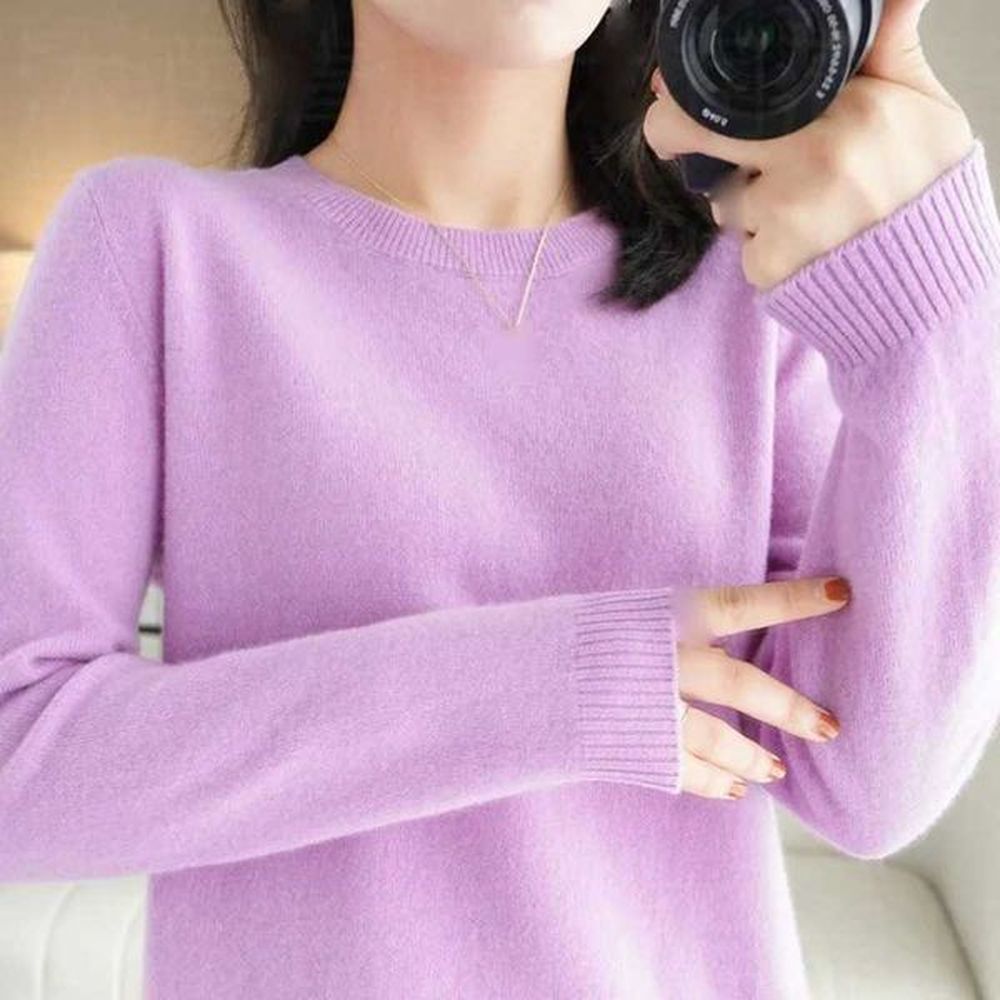 autumn winter round neck women sweaters korean style solid knitted