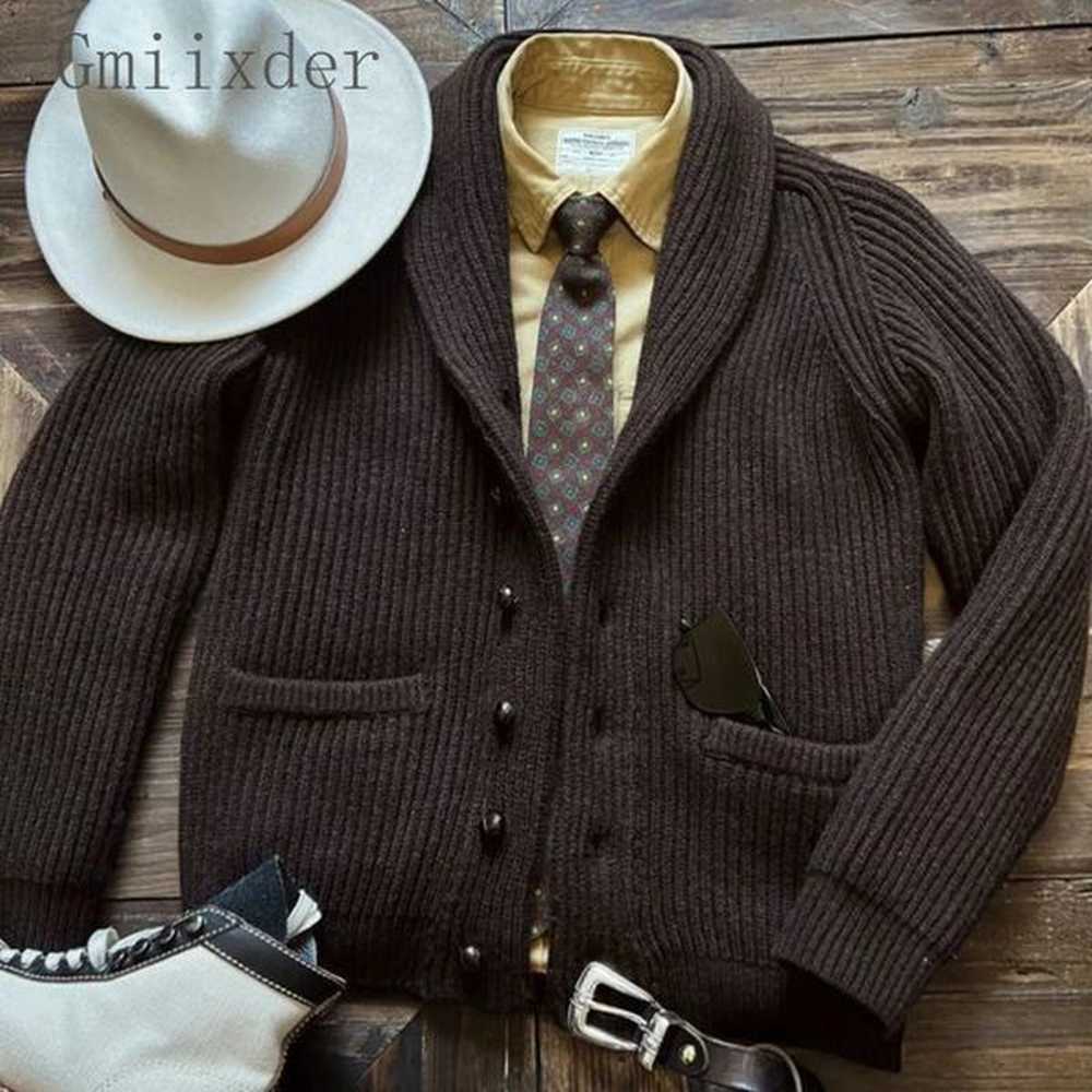 Autumn Winter Trendy Sweaters Classic Retro Maillard Pullover Heavyweight Thickened Green Fruit Collar Versatile Cardigan 241010