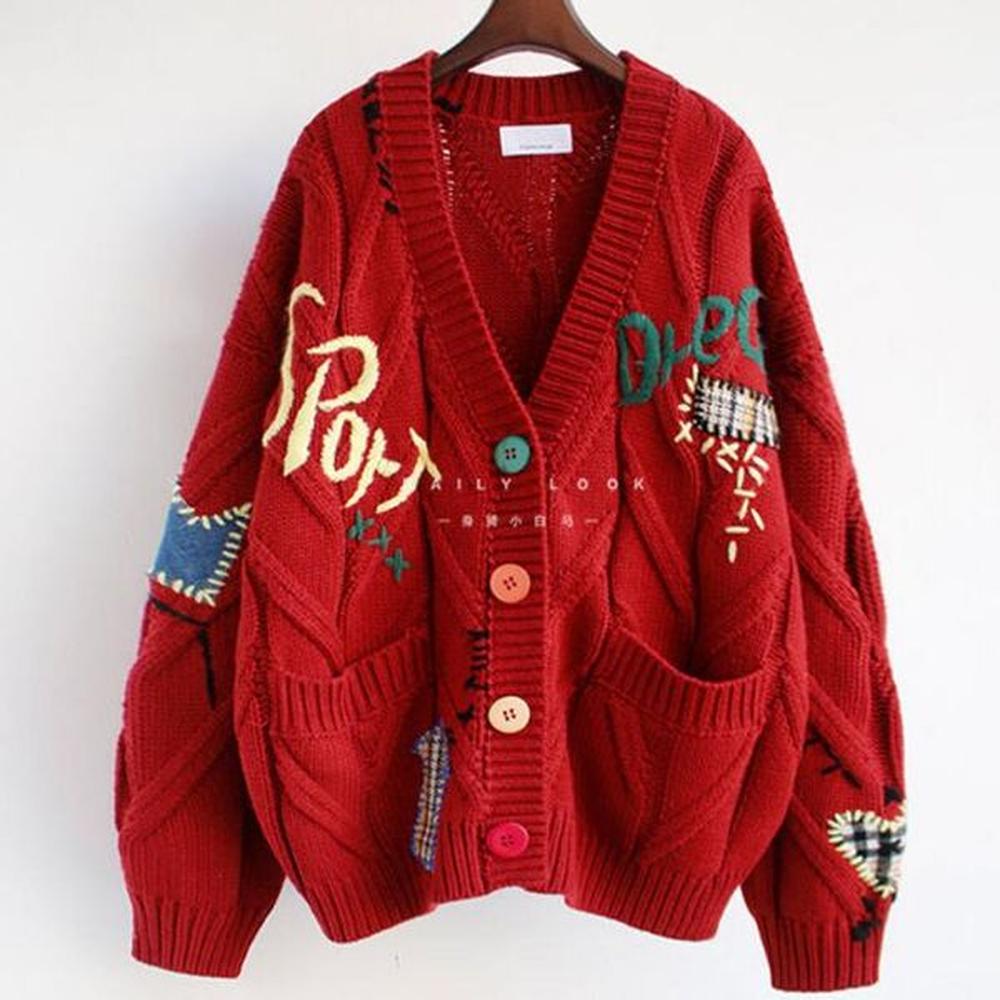 autumn winter women cardigan warm knitted sweater jacket pocket