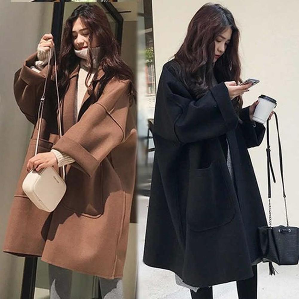 autumn winter women loose profile overcoat large wool womens korean
