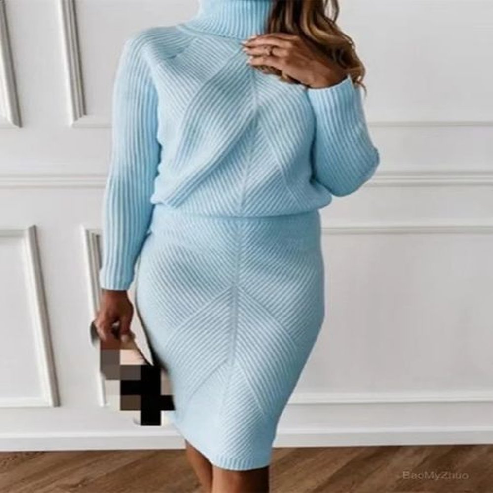 autumn winter womens knitting costume turtleneck solid color pullover
