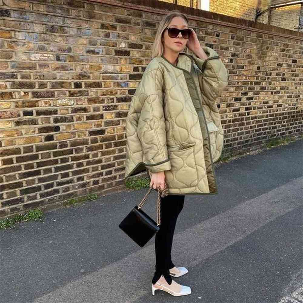 autumn winter womens loose jackets thin parka oversize coats round