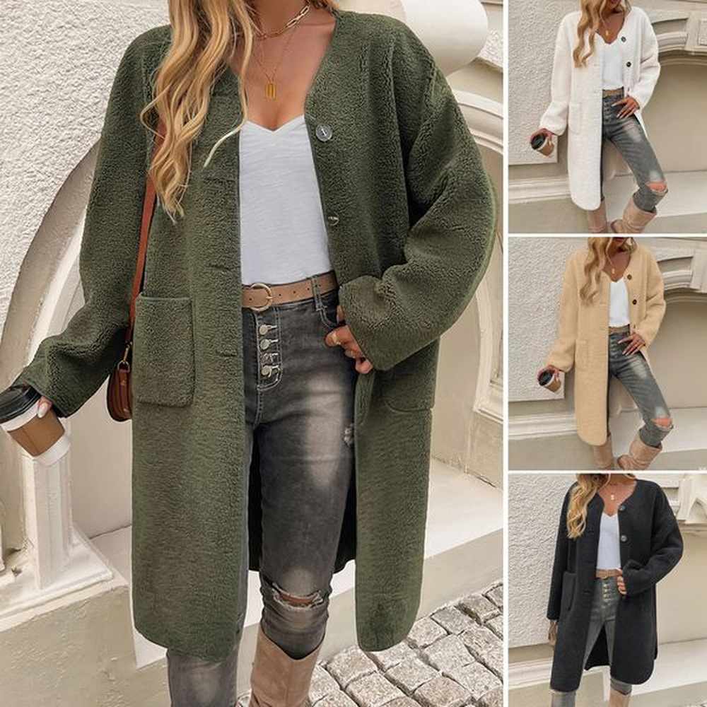 autumn winter womens plus coat female solid color single breasted