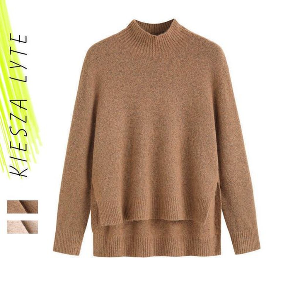 autumn women cashmere sweater korean fashion turtleneck solid brown beige