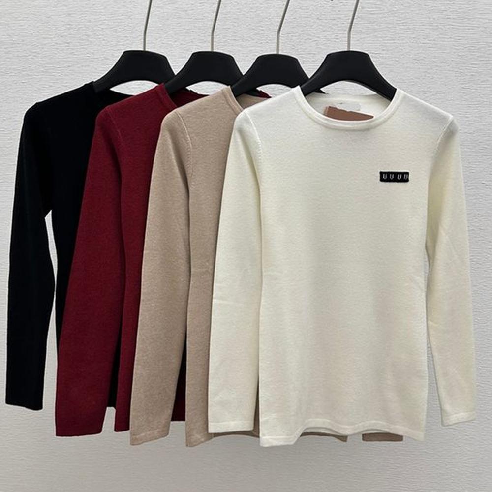 autumn women knitted sweater warm solid color applique letter long