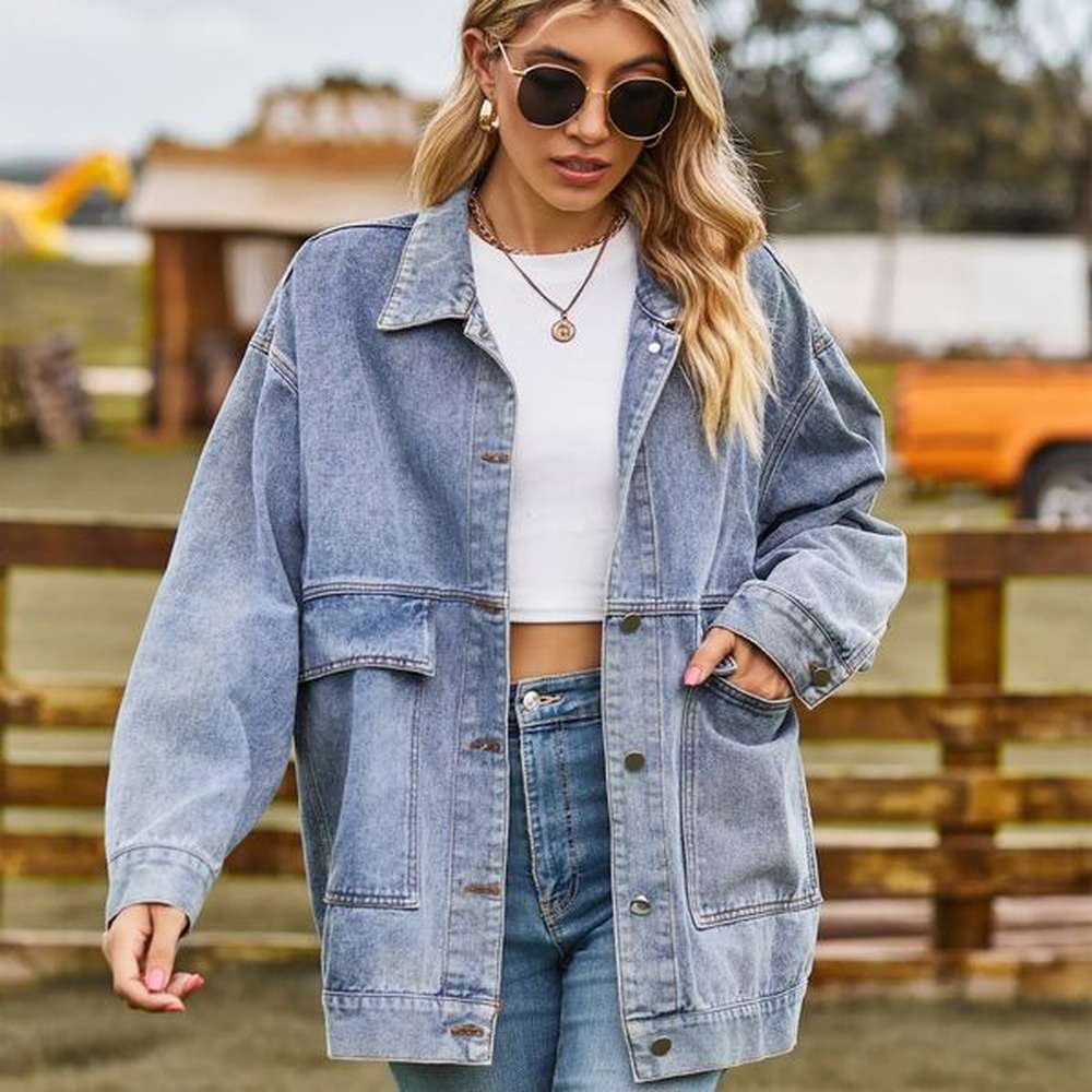 autumn womens long sleeve denim jacket fashion loose edition