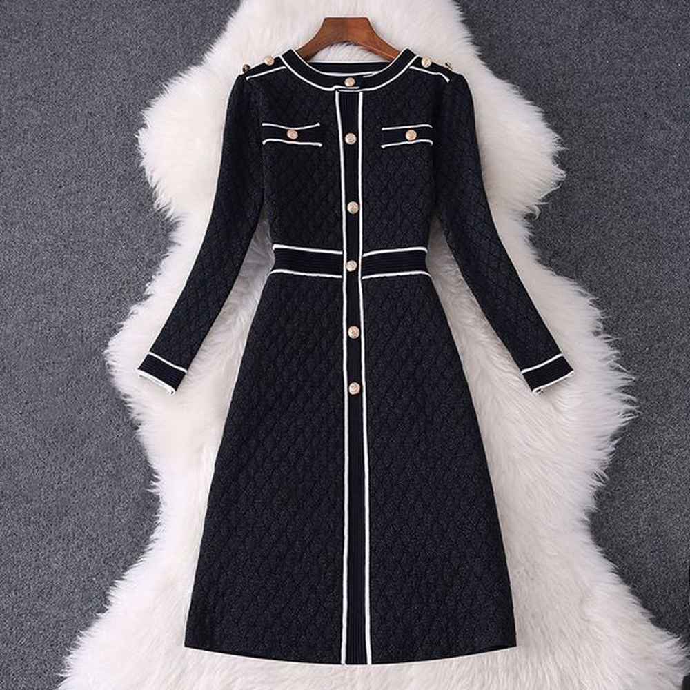 autumn womens long sleeve sweater dress office lady bright silk