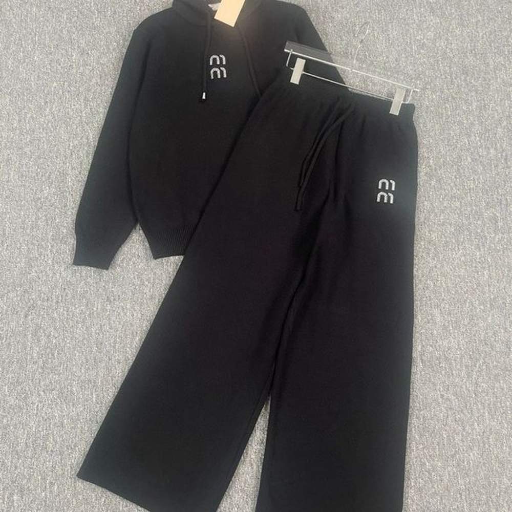 autumn womens suit designer pants set fashion threedimensional letter hoodie