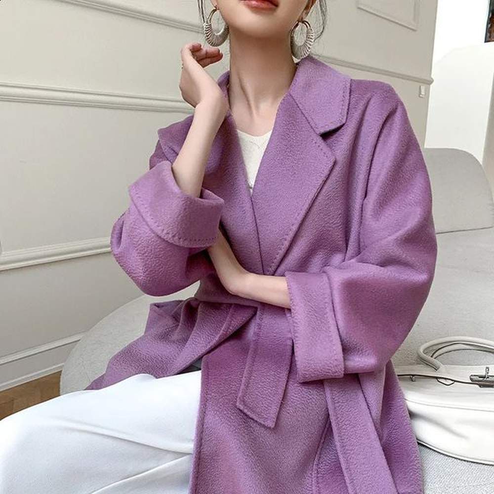 autumn wool coats women open stitch long coats with