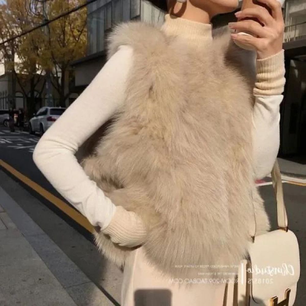 autumnwinter faux fox fur vest women korean slim plush vest
