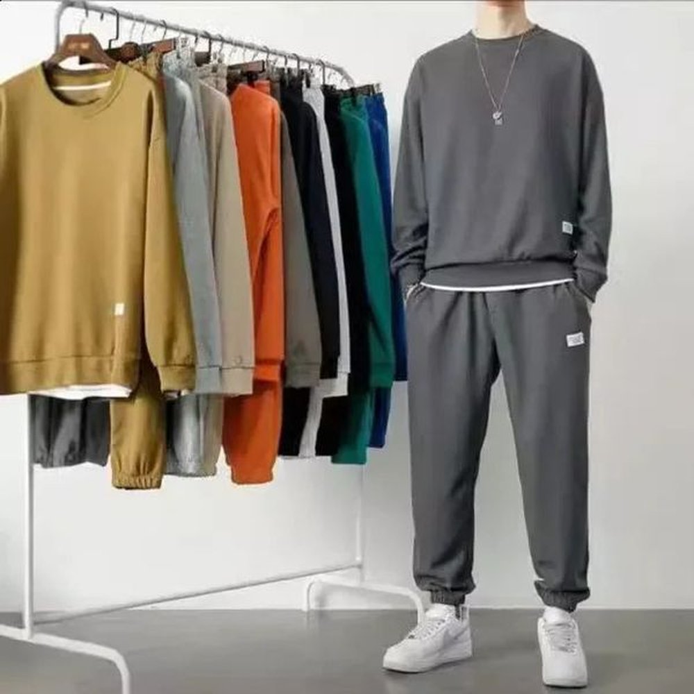 AutumnWinter Mens Casual Sports Suit Long Sleeve Checked T-shirt Trousers Coords Stylish Clothes Set For Men 241223