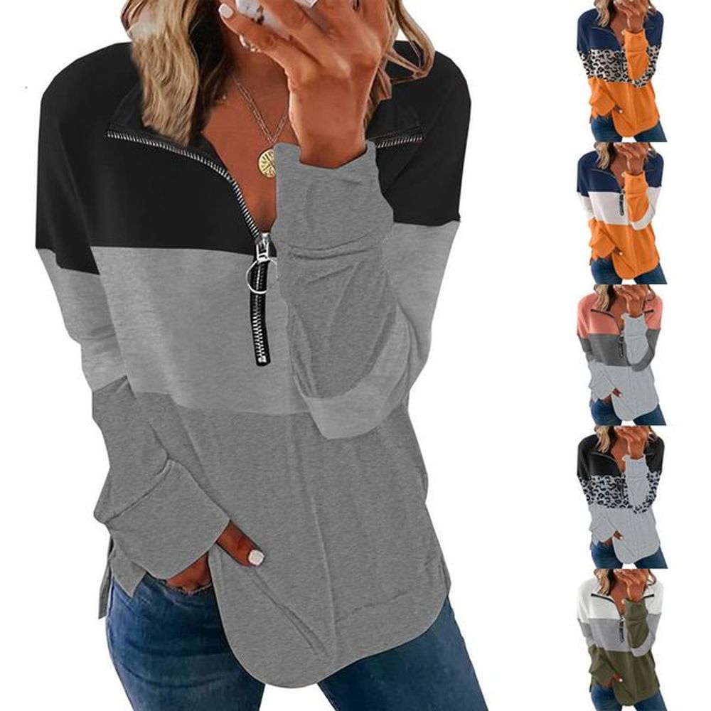 autumnwinter new color blocked long sleeved sweatshirt for women