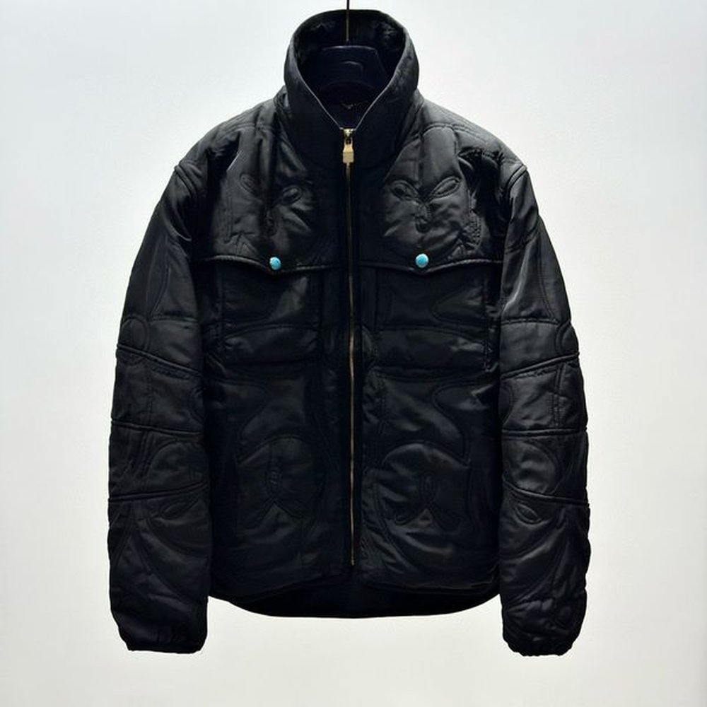 2024 Autumn/Winter Runway Letter Embroidered Quilted Shirt-Style Jacket 100% Recycled Nylon EU US SIZE
