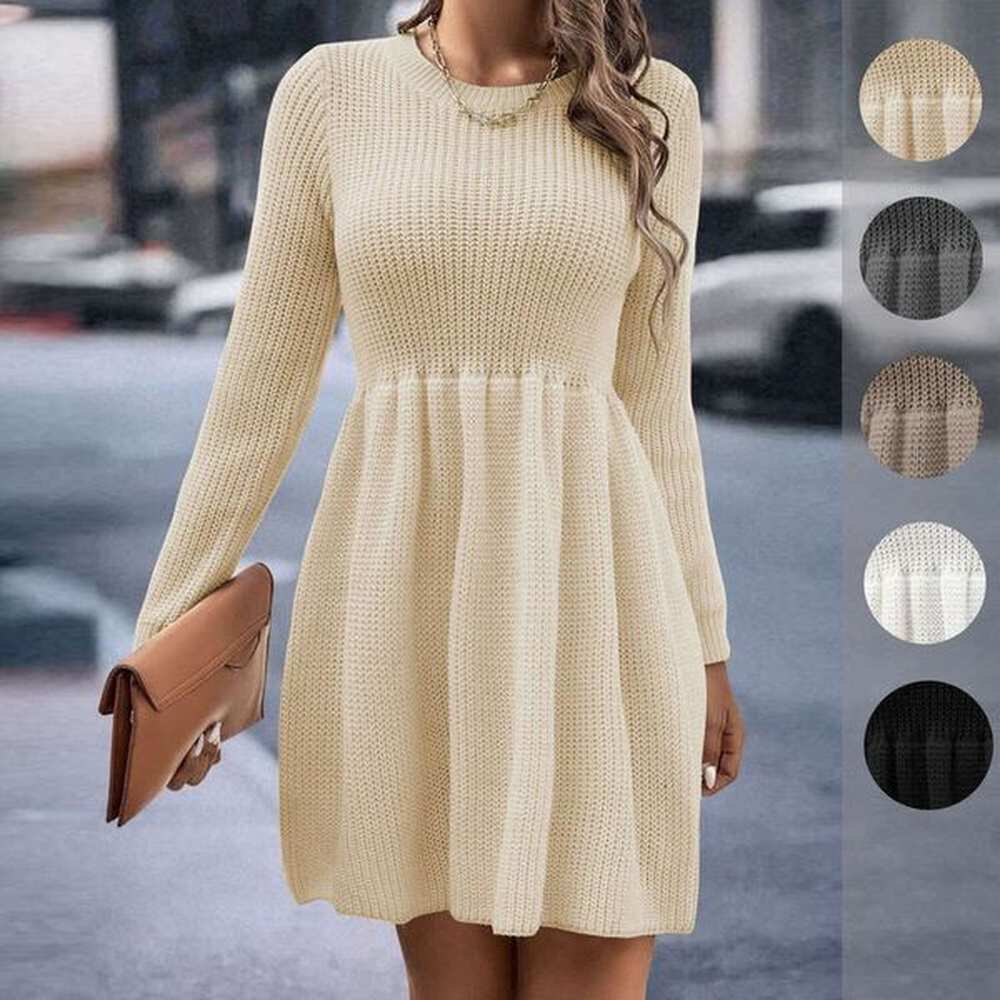 autumnwinter womens solid color doll sweater dress for women