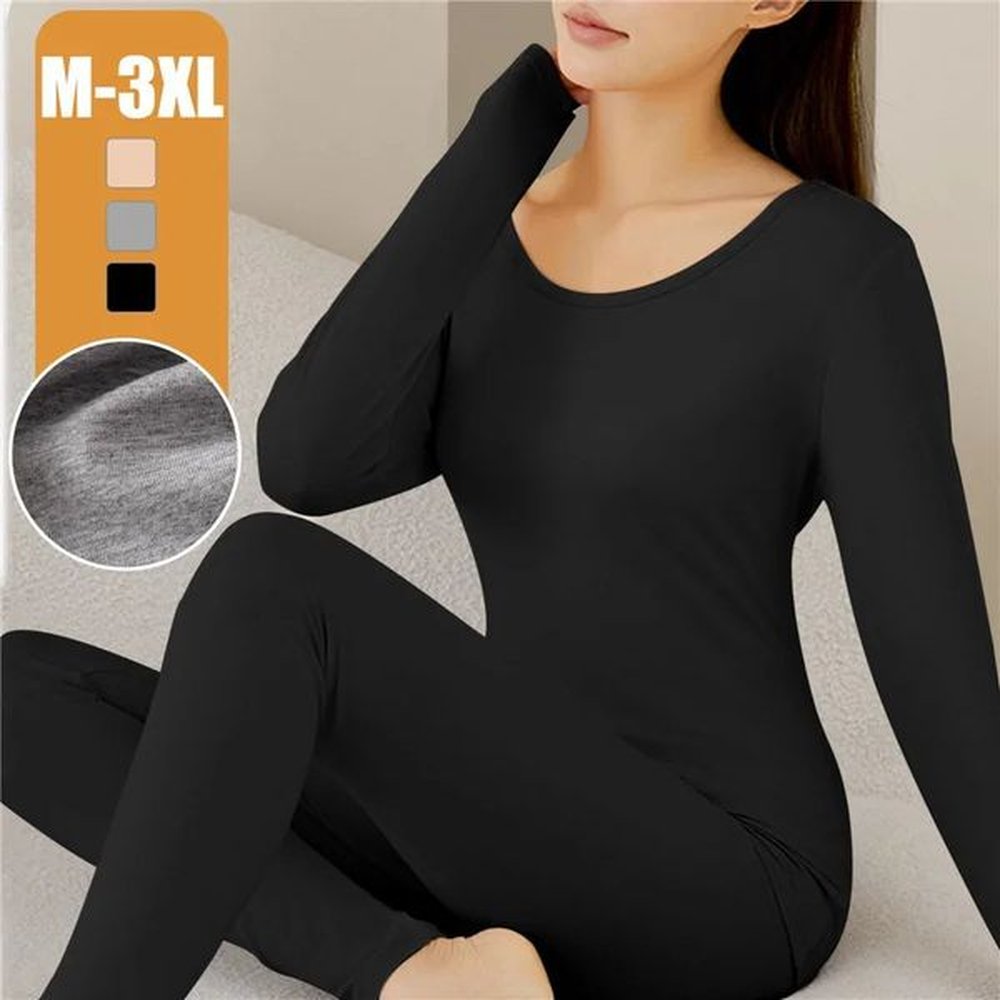 autumnwinter womens underwear set long john base wool lining soft