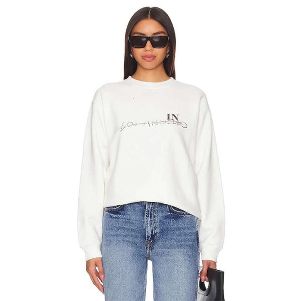 aw graffiti letter print sweatshirts loose round neck long sleeved