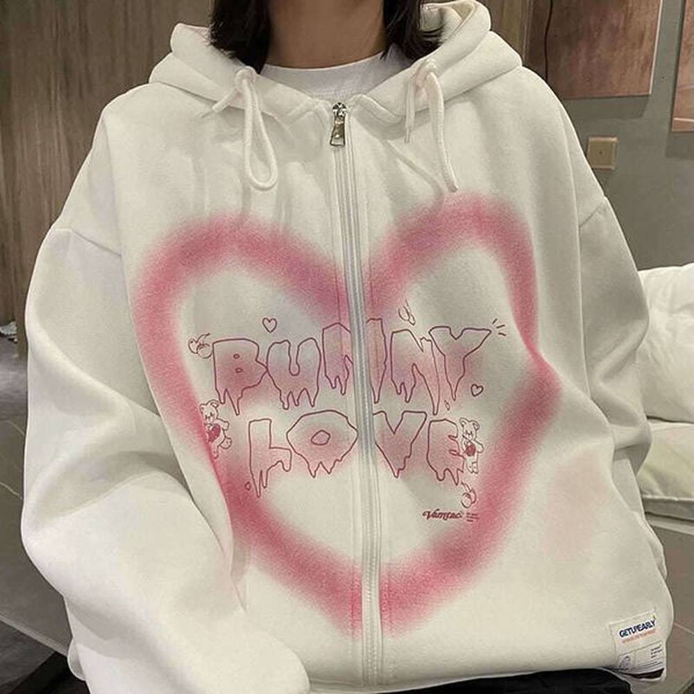 away from the earth love printed cardigan hoodie women