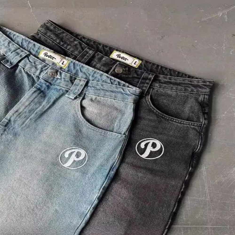 Baggy Mens Jeans Amirin Casual Pants Womens Ksubi Designer Wide Leg Men Street Purple Shorts Retro Hip Hop Print Trend Fashion Black High-wa