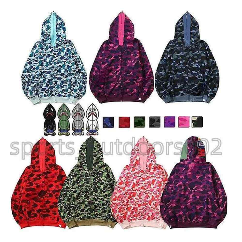 Bapetshirt Hoodie Desiger Full Mens Zip Up Sharks Hoodies For Wome Black Camouflage Jacket Blue Sweatshirt Hooded Me Sweater Log Sleeve Tech