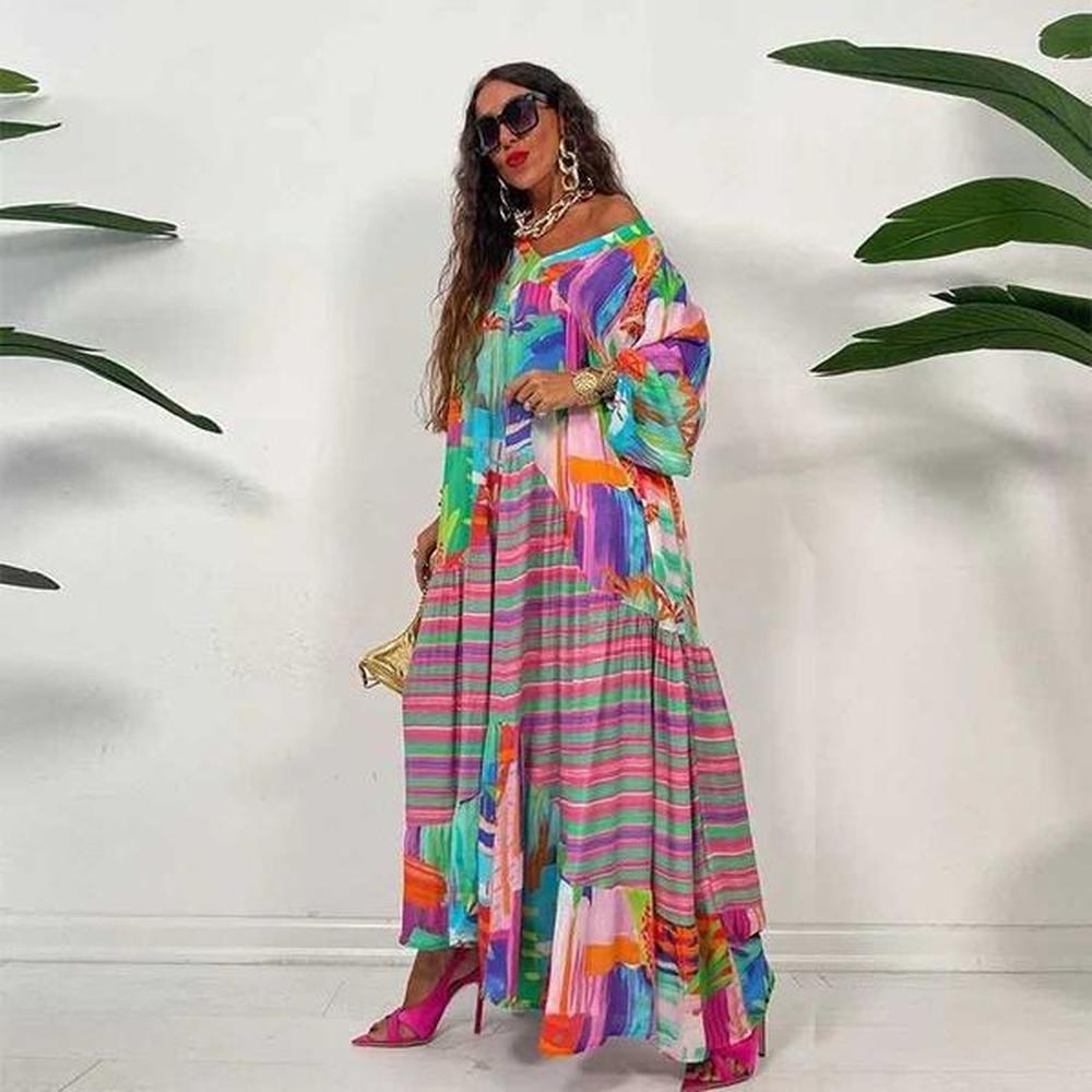 basic casual dresses autumn loose pleated swaying bohemian long dress