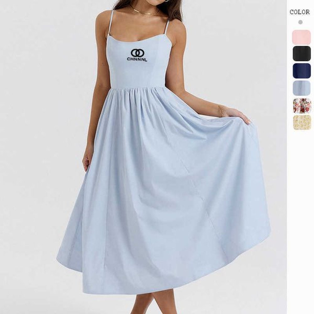 basic casual dresses designer brand lowcut halter dress womens
