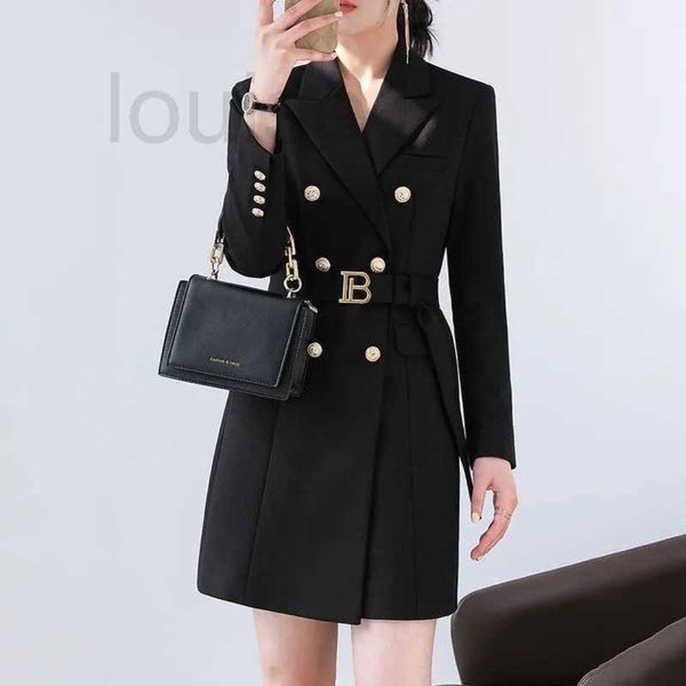basic casual dresses designer highend black suit dress for