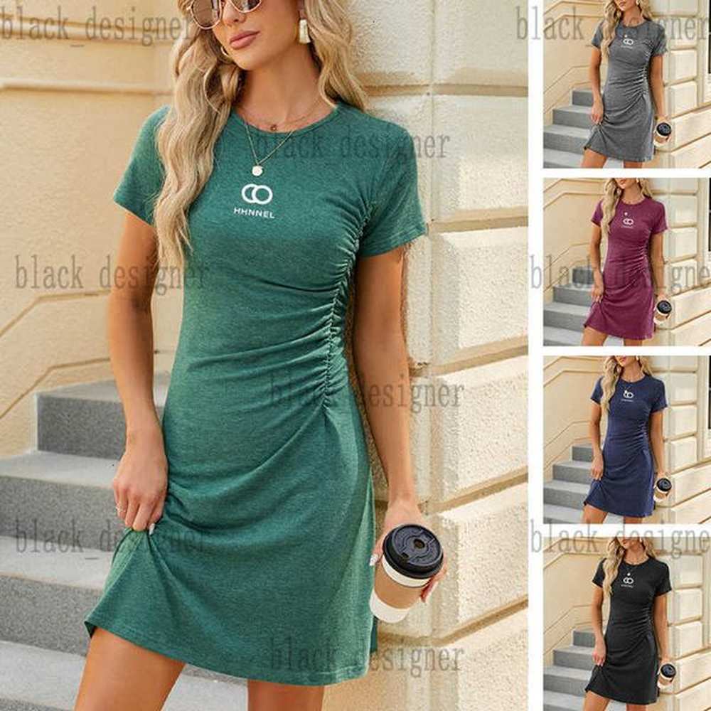 basic casual dresses designer springsummer new round neck
