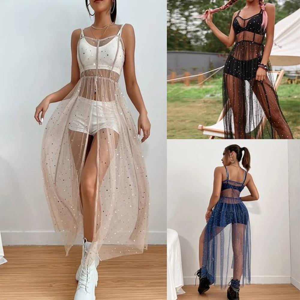 basic casual dresses halter mesh bikini smock dress star