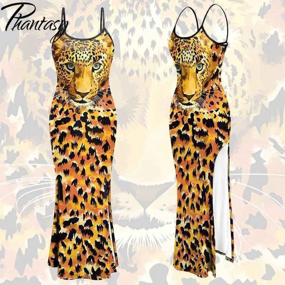 basic casual dresses phantay leopard print sexy slip dress womens