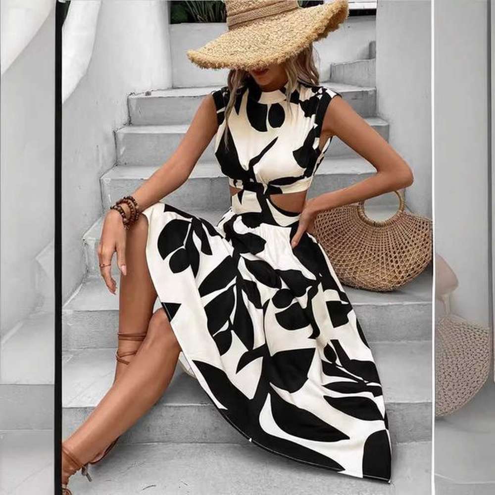 basic casual dresses summer round neck short sleeve high